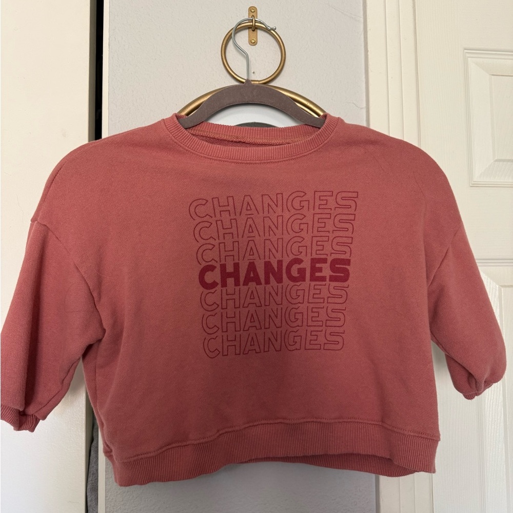 Pink Kids Sweatshirt with 'CHANGES' Print